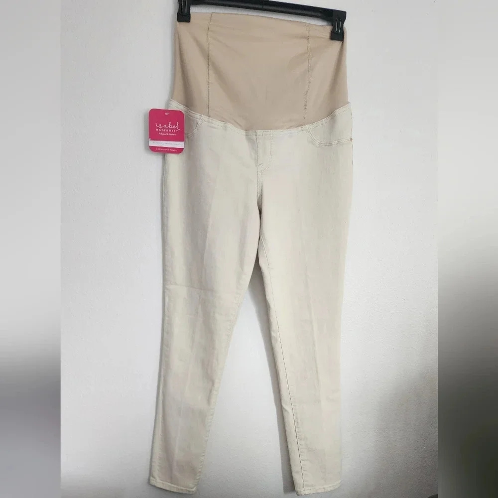 Isabel Maternity Crossover Panel Cream Skinny Jeans Size 8 (NWT)